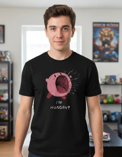 Playera Grapics Kirby Hambre Hungry Comida Nintendo Eating