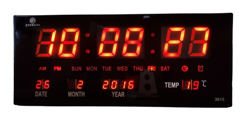 Reloj Pared Numeros Led Fecha Temperatura Alarma Ajustable 