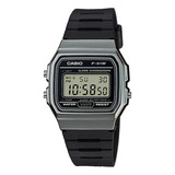 Reloj Casio Digital F-91w Black Clásico Unisex Retro Color De La Correa Negro Color Del Bisel Gris Oscuro Color Del Fondo Gris