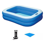 Piscina Inflável Retangular Azul 302 Litros Bomba Forro Vg+