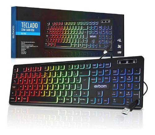 Teclado Gamer Silencioso Led Rgb Usb Pc Notebook Video Game