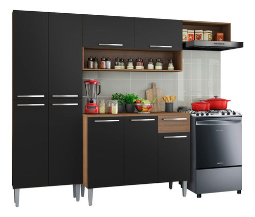 Cocina Integral Madesa Emilly Top 229 Cm - Negro