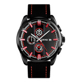 Reloj Hombre Skmei 9181 Acero Cuero Ecologico Cronografo