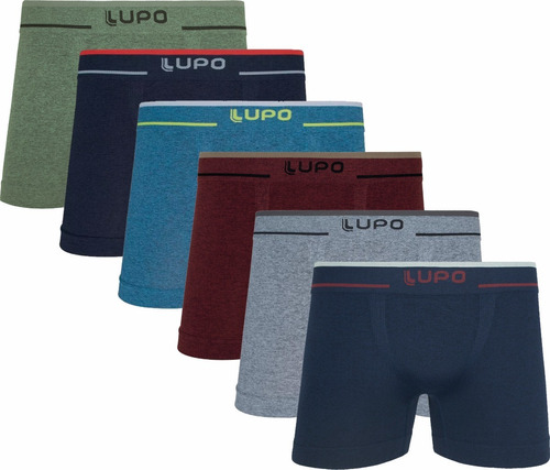 Cueca Lupo 733 Kit 6 Peças Boxer Microfibra Sem Costura