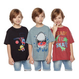 Kit 4 Camiseta Infantil Brusa Menino Envio Rápido Atacado