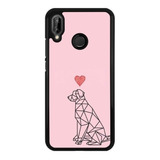 Funda Case Para Huawei Perro Fondo Rosa Corazon 