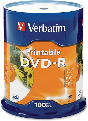Dvd-r Verbatim 4.7gb 16x Blanco Ink Printable Spindle C9 /v