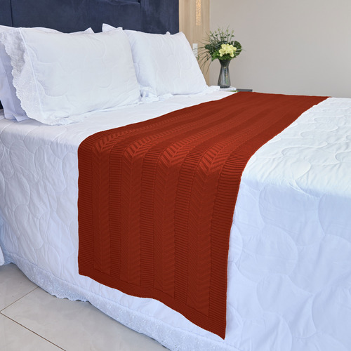 Peseira Cama Casal Queen Trico Manta Decorativa 230cm X 60cm