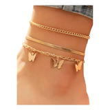 Juego De 3 Piezas Pulsera Tobillera Con Accesorio Mariposa