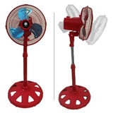 Ventilador De Pie Coolver Kte-010 Rojo Con 3 Aspas Color  Celeste De  Metal, 10  De Diámetro