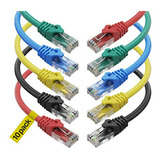 Cable Ethernet Cat6, 8 Pies (paquete De 10) Lan, Utp Cat 6, 