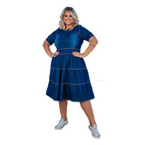 Vestido Moda Evangélica Jeans Plus Size Comfort Wear Rafa