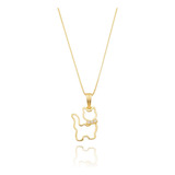 Colar Gato Pet Pedras Presente Semi Joias Banhado Ouro 18k