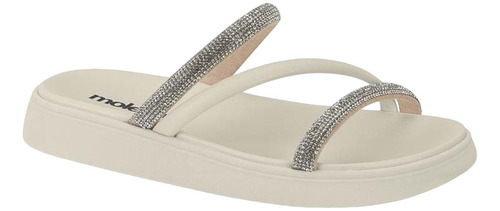 Chinelo Feminina Moleca Strass Brilhosa Macia Papete Flat