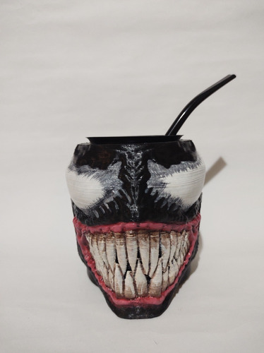 Mate Venom Impreso En 3d Con Bombilla