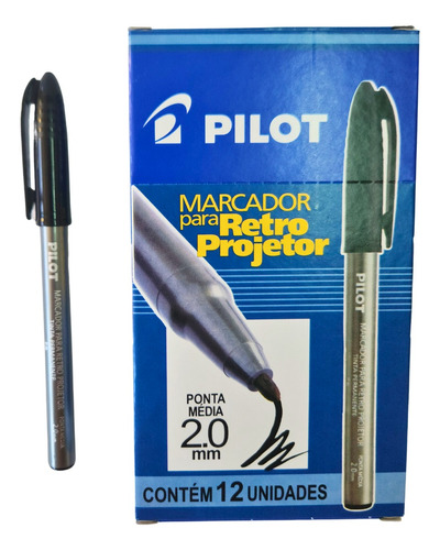 12 Un Caneta Marcador Pincel Retro Projetor Pilot Ponta 2 Mm