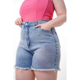 Short De Jean Denim Con Tachas - Talles Grandes