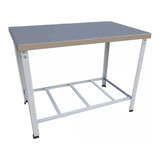 Mesa De Serviços 1,20x70 Inox C/ Grade Porta Panela Multiuso