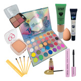 Pack Maquillaje Profesional Con Set De Brochas Y Sombras 