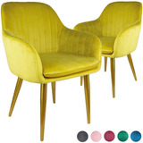 Set 2 Sillones Eames Tapizados Vintage Silla Patas Doradas Color De La Estructura De La Silla Negro Color Del Asiento Amarillo