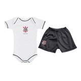 Kit Bebê Corinthians Com Body E Shorts Torcida Baby