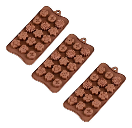 X3 Moldes De Chocolate Moldes Chocolate Silicona 5 Flores N1