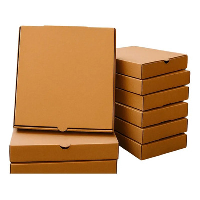 100 Cajas Para Pizza Carton Corrugado Kraft De 42x42x5 Marrón Claro