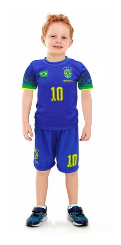 Camiseta E Calção Do Brasil Infantil Pelé Copa Do Mundo