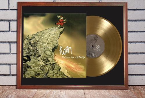 Korn Follow The Leader Tapa Lp Y Disco Oro Enmarcados