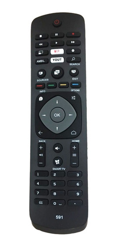 Control Remoto 591 Para Smart Tv Philips Netflix Youtube