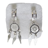 Aretes Huggies Con Atrapasueños De Plata Ley 925 