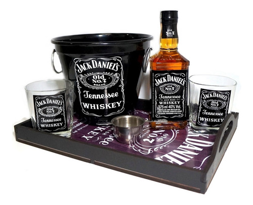 Kit Jack Daniels Whisky Bandeja Copos E Dosador