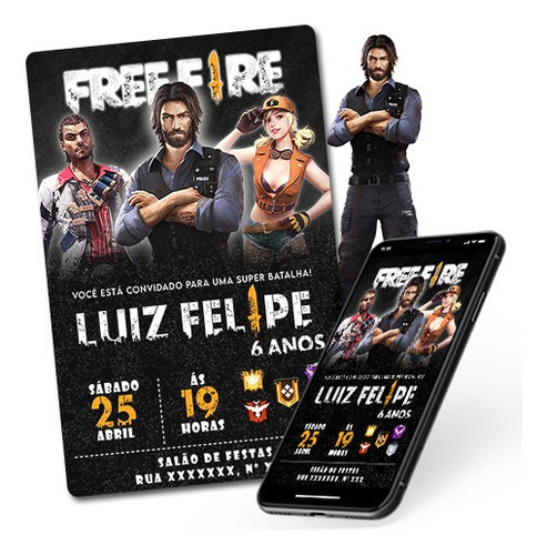 Convite Digital Free Fire Personalizado Para Festa Infantil