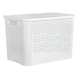 Kit 8 Caixas Organizadoras Rattan 70 E 10 Litros Com Tampa Cor Branco