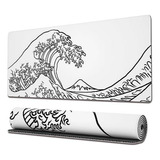 Mousepad Xl Blanco Con Diseño De Ola Japonesa