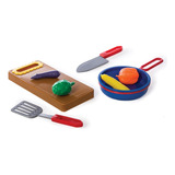 Set Cocina Tabla Y Sarten Con Verdura Comida Petit Gourmet Color Multicolor