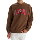 Buzo Levis Relaxed Crewneck Estampado Hombre Chocolate