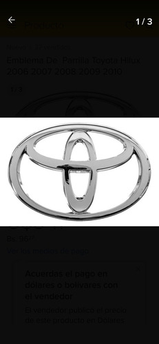 Emblema De Parrilla Toyota Fortuner 2006 2011 Nuevo Foto 3