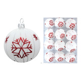 Esfera Navidad Blanca Vidrio 6cm Árbol Navideño Caja 12pz