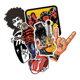 Pack Stickers Rock Bandas Calcomanias Apum