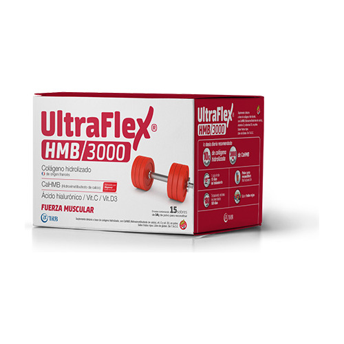 Ultraflex Hmb 3000 Colágeno Polvo 15 Sobres Frutos Rojos