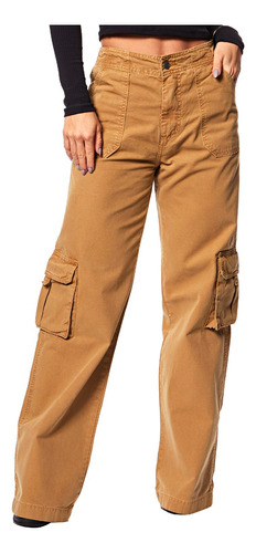 Calça Feminina Sarja Wide Leg Cargo Sawary Oferta