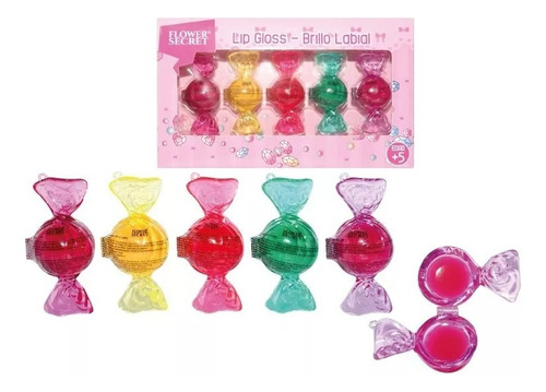 Brillo Labial Lip Gloss Caramelo Niñas Adolescentes Pack X5