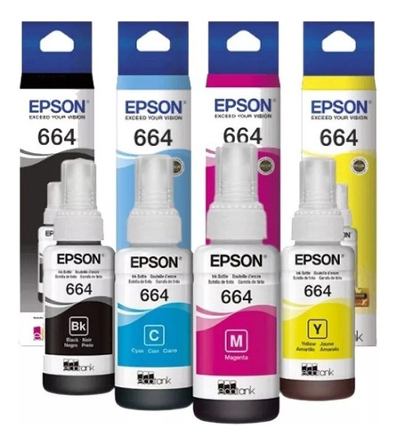 Tinta Epson T664  Kit 4 Colores Originales