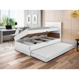 Cama Baú 0,88 Larissa Com Auxiliar Framar Em Mdf Branco