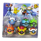 6 Pokebola Juguete Con Figurita Pokemón 6 Pokeball 6 Muñecos