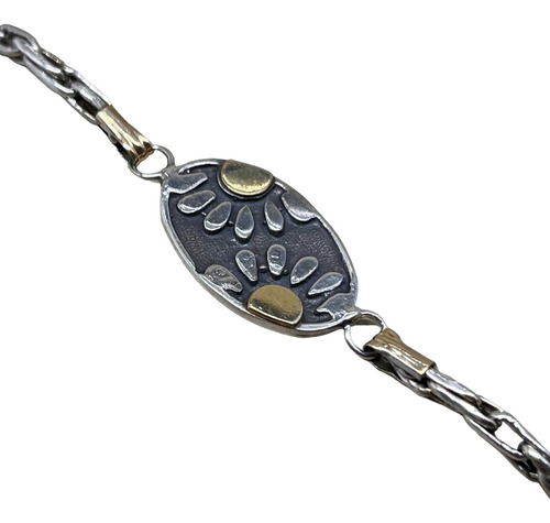 Pulsera En Plata 925 Y Oro Margaritas 19cm Pr.mr