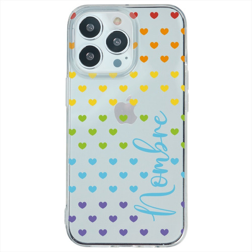 Funda Para iPhone Uso Rudo Corazones Personalizada Nombre