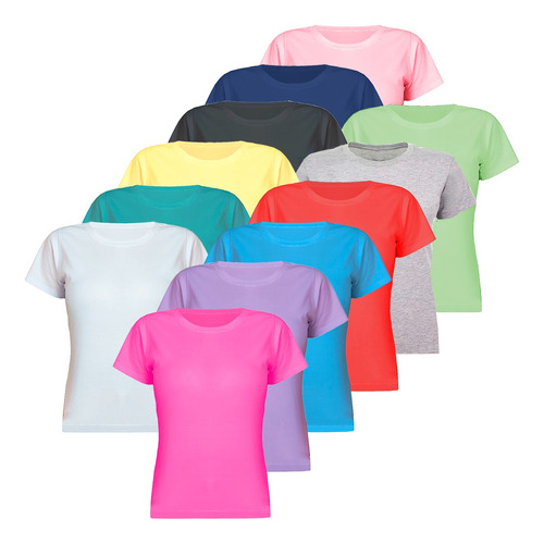 Kit 12pçs Blusa Camiseta Básica Fem. (atacado)