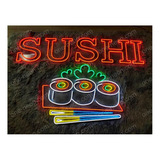 Letrero Led Neon Sushi Restaurant Ancho 85cm Luminoso